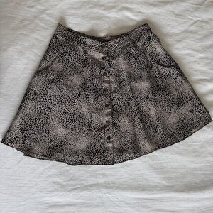 Silk black & cream button-front skater skirt by Club Monaco.